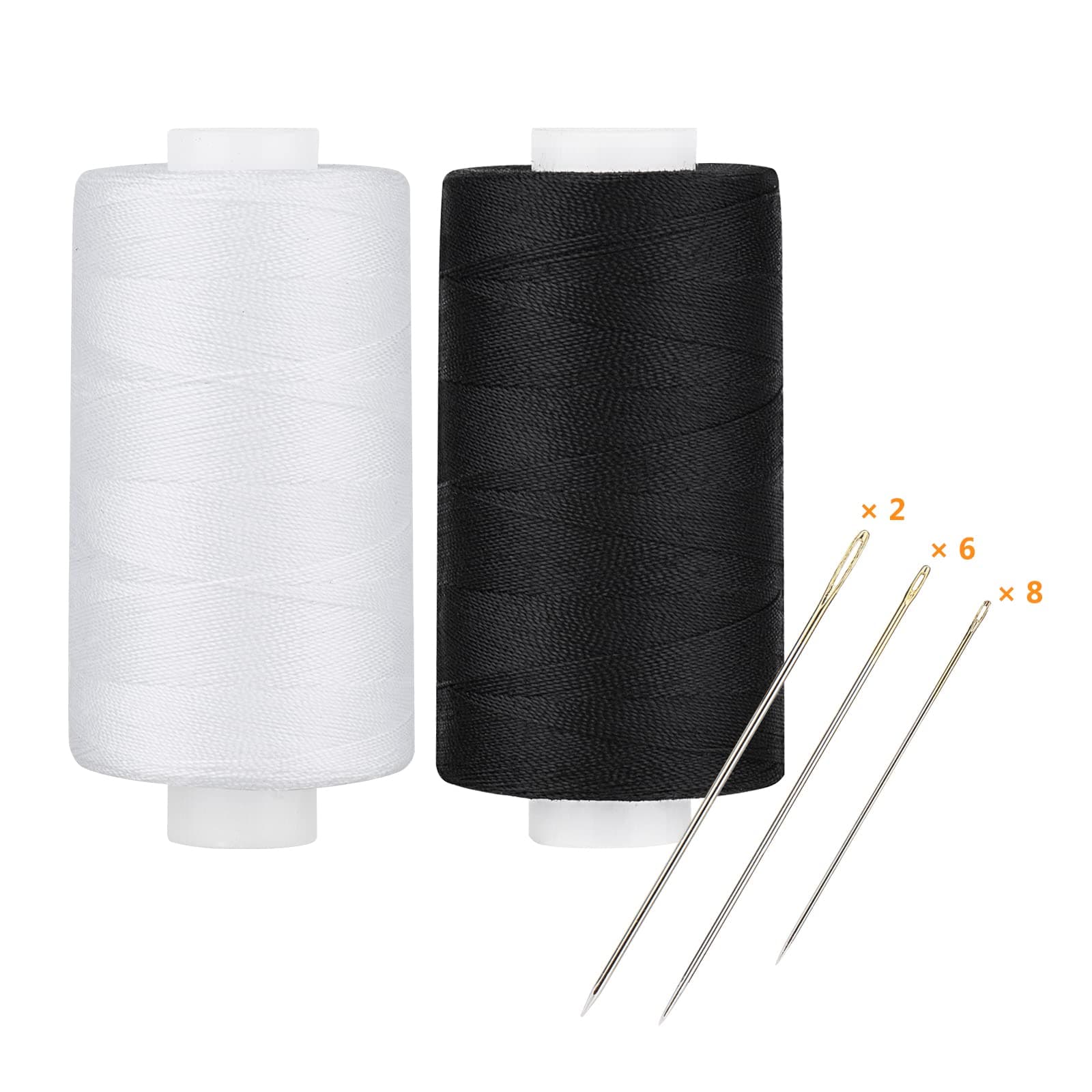 Simthread All Purpose Thread Polyester 400 Yards Each (1 White 1 Black)