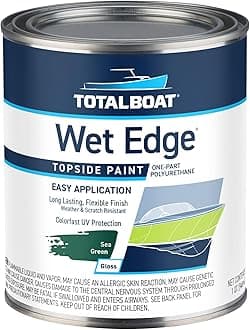 TotalBoat Wet Edge Topside Marine Paint Premium Polyurethane Coating for Boats, RVs, Exterior Trim, Fiberglass, Metal, and Wood (Sea Green, Quart)