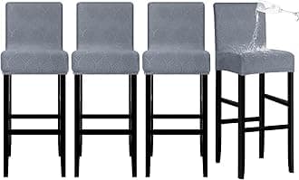 Lellen Waterproof Bar Stool Cover - Bar Stool Chair Covers with Back,Bar Chair Covers,Dining Room Chair Cover,Chair Slipcovers Stool Covers Protect Seat Covers for Kitchen Room Cafe(4PCS,Grey Blue)
