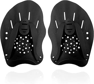 Swim Paddles With Adjustable Straps - Hand Paddles for Lap Swimming, Equipment for Women, Men, Children (1 Pair)