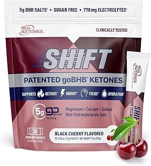 BHB Exogenous Ketones Drink Mix Packets Keto Electrolytes Powder Packets No Sugar with 4 Main Fasting Electrolytes Plus Hydrating Patented Keto BHB - 30 Count Black Cherry