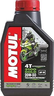 Motul 3100 4T Gold 20W-50 Technosynthese Semi-Synthetic Engine Oil for Bikes | API SM | High Performance Protection, Smooth Gear Shifting & Reliable Power | 1 L