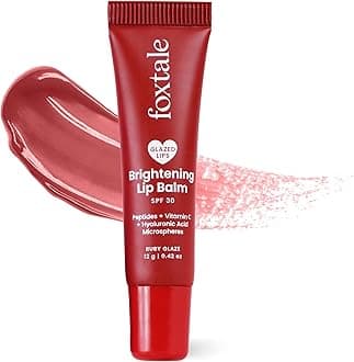 FoxTale Limited Edition SPF 30 Brightening Balm with Peptides, Vitamin C & Hyaluronic Acid | Brightens Lips | Reduces Pigmentation | Hydrates Lips | SPF Lip Balm | Tinted Lip Balm Valentine Ruby Muse