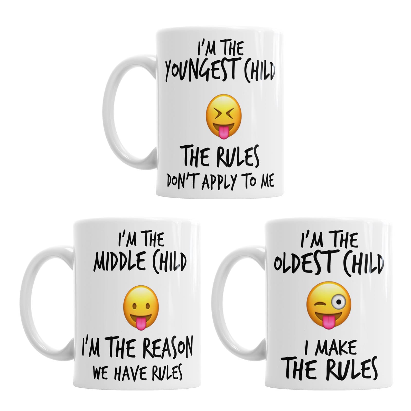 Youngest Middle Oldest Child Rules Mugs