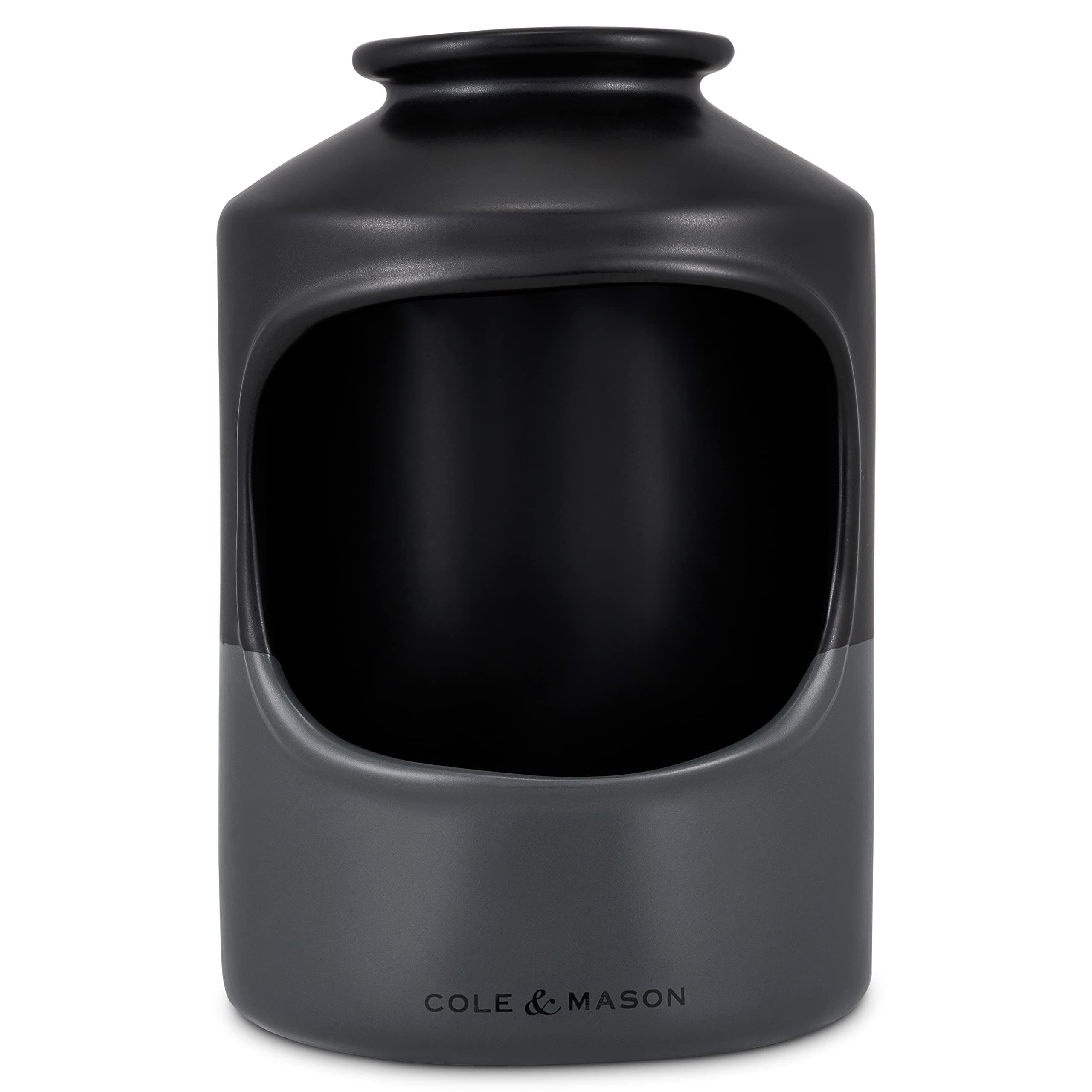 Cole & Mason Strethall Black/Grey Salt Pig, Kitchen Organisation, Seasoning Storage Pot/Salt Cellar, Ceramic, (H) 163 mm x (D) 110 mm, Salt Not Included
