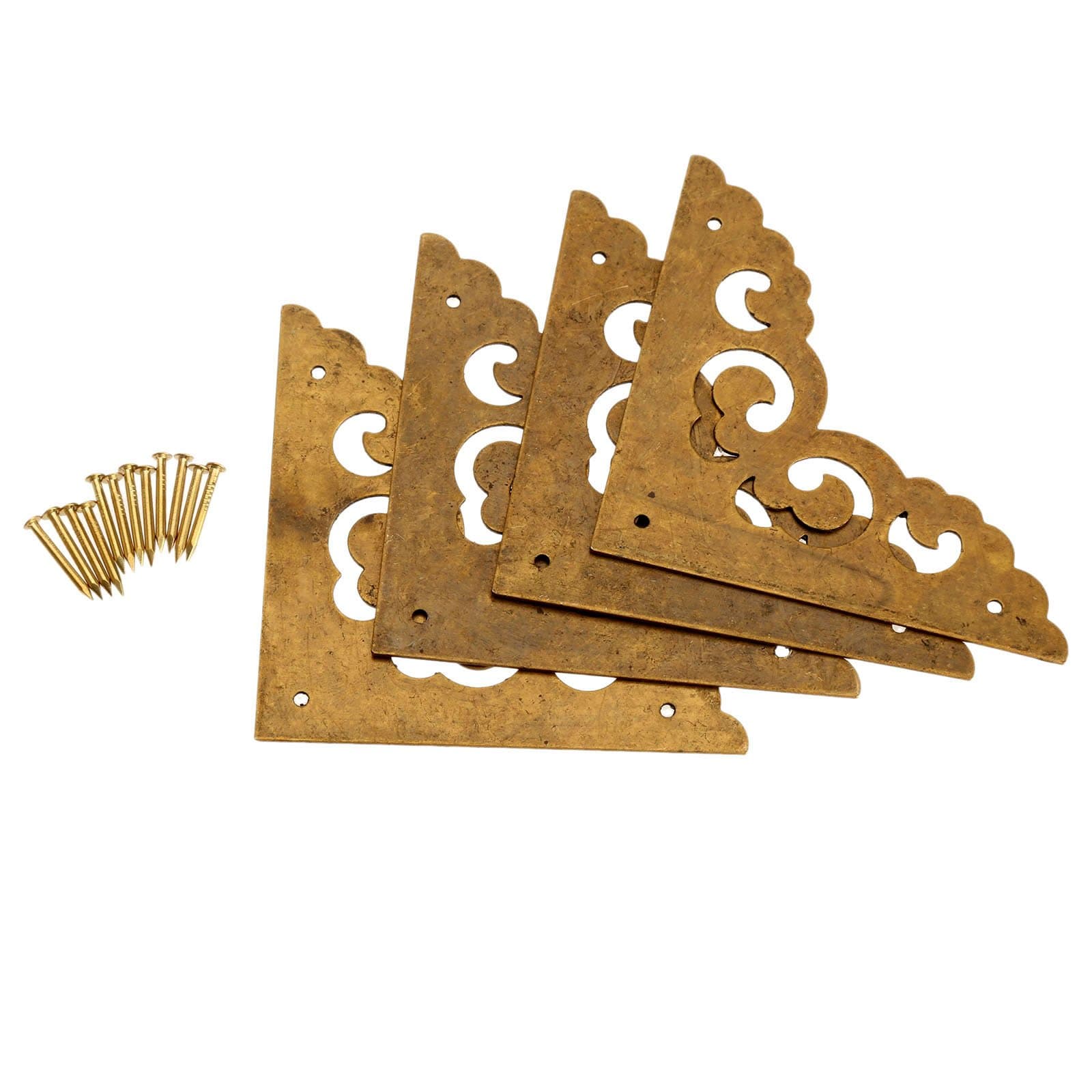 dophee 4Pcs 2.5" Antique Brass Flat Corners Bracket