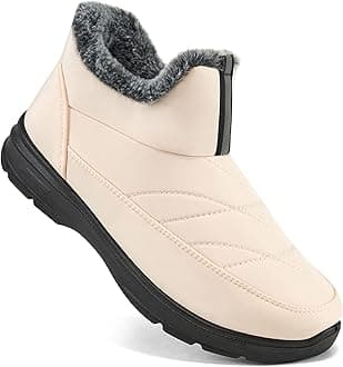 Ecetana Womens Boots Snow Winter Shoes Warm Ankle Booties with Fur Lined Comfortable Outdoor Waterproof Slip on Boots for Women