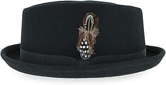 Belfry Crushable Porkpie Fedora Hat Men's Vintage Style 100% Pure Wool in Black Brown Grey Navy Pecan and Striped Band