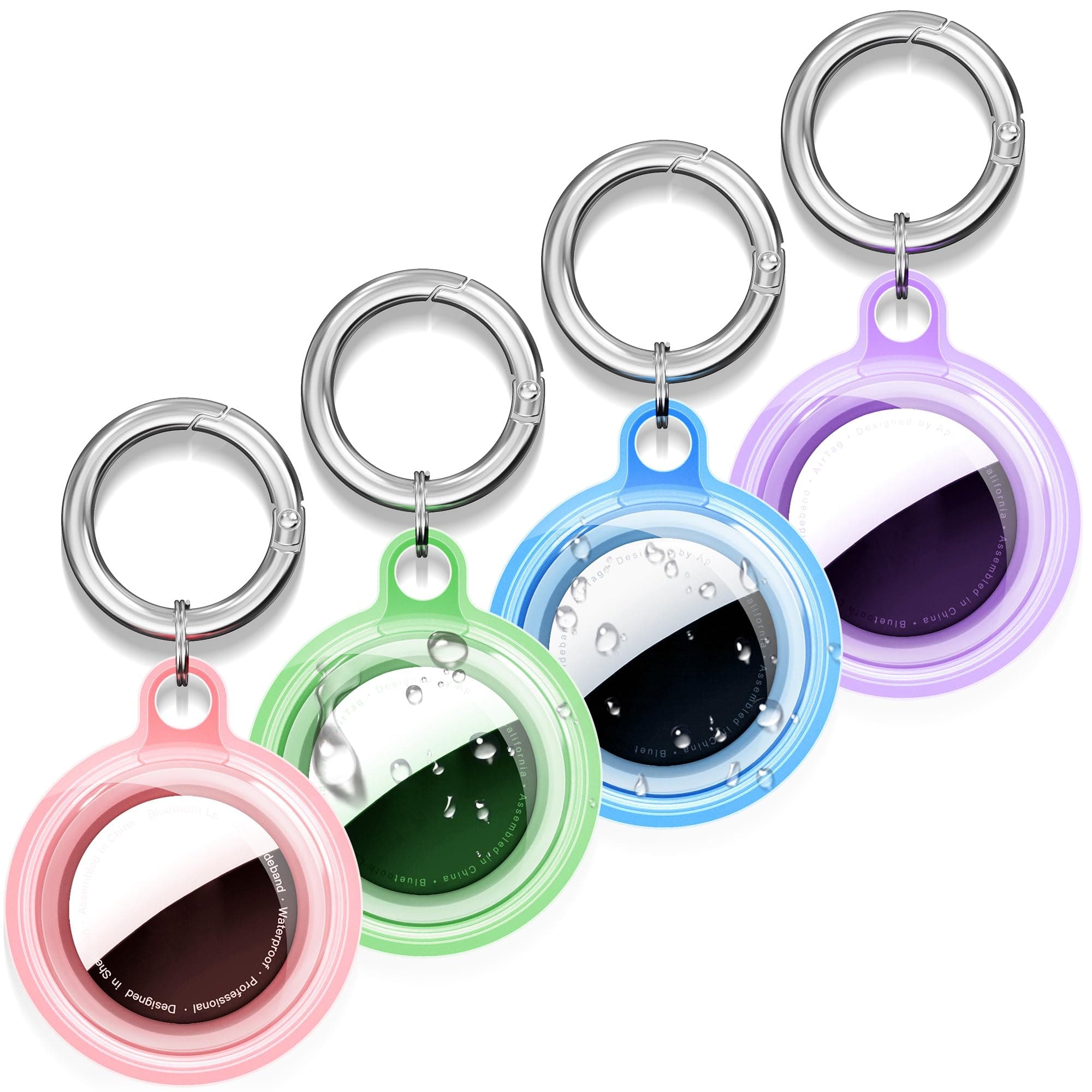 - Waterproof Case for AirTag(4 Pack) - Shockproof & Dustproof for Apple AirTag Holder with Keychain for Pets, Kids, Luggage, Bags, Keys - 4 Color