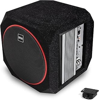 BOSS Audio Systems CUBE8 Car Subwoofer and Amp Package – Built-in Amplifier, 8 Inch Subwoofer with Passive Radiator, Remote Subwoofer Control
