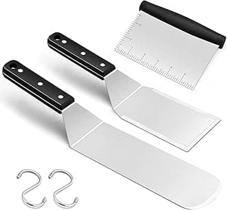Griddle Spatula, Stainless Steel BBQ Spatula Set of 3, Burger Turner/Griddle Accessories/Pancake Flipper Great for Cast Iron BBQ Grill Flat Top, Commercial Grade & Dishwasher Safe