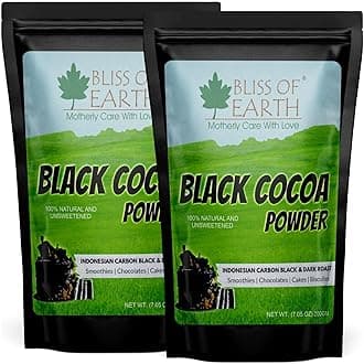 Bliss of Earth Black Cocoa Powder Natural and Unsweetened Carbon Black & Dark Roast Perfect for Cooking & Baking Cakes, Biscuits, Oreo, Chocolates, Smoothies 2x200GM