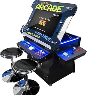 Creative Arcades Full Size Commercial Grade Cocktail Arcade Machine | 2 Player | 4500 Games | 32" LCD Lifting Screen | 3 Sided | 4 Sanwa Joysticks |Trackball | 2 Stools Included | 3 Year Warranty
