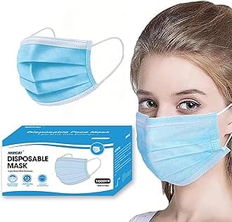NNPCBT Blue Disposable Face Masks 100 Pack,3-Ply Breathable Mask For Adults,Great For Outdoors,Home, Office, School