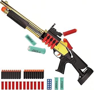 30 Inch Manual Loading Soft Bullet Shotgun, Foam Blaster Soft Dart Blaster with 50 Darts, Shell Ejecting Airsoft Shotgun for 15+ Years Old Outdoor Play, Gifts for Christmas Birthday Halloween