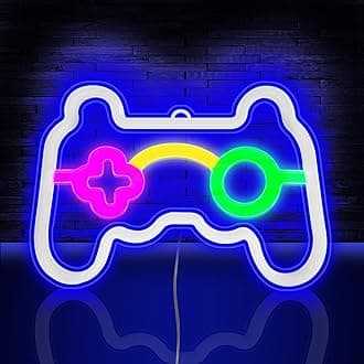 Vicloon Gamer Neon Sign, Gamepad Controller Shape - USB/Battery Powered LED Wall Light for Gaming Room Decor, Retro Arcade Gifts for Teens Boys Kids