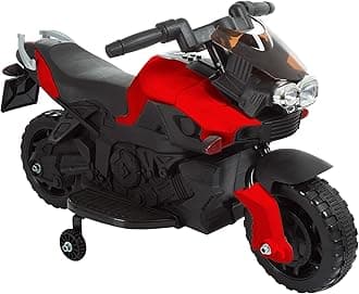 Kids Motorcycle - Electric Ride-On with Training Wheels and Reverse Function - 6V Battery Power Motorbike for Kids (Red)