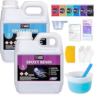 LET'S RESIN 80oz Crystal Clear Epoxy Resin Kit,Bubbles Free Casting Resin Supplies for Beginner,Molds,Jewelry,Resin and Hardener with 6 Mica Powders,Large Silicone Cup