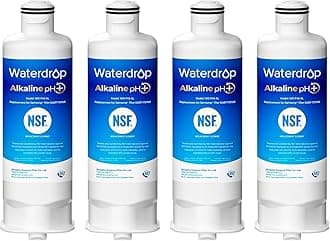 Waterdrop Alkaline DA97-17376B Water Filter, Enhances pH, Replacement for HAF-QIN/EXP, DA97-08006C, RF28R7201SR, RF28R7351SG, WD-F45-AL, 4 Filters