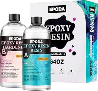EPODA Epoxy Resin with Hardener, 64oz/1.9l Bubble Free Casting Resin, Epoxy Resin Kit for Crafts, Clear Crystal Resin Kits for Beginners