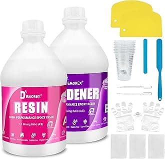 1 Gallon Crystal Clear Epoxy Resin Kit, High Gloss & Bubbles Free Resin Supplies for Art Coating and Casting, Craft DIY, Wood, Tabletop, Bar Top, Molds, River Tables with Cups, Sticks, Gloves