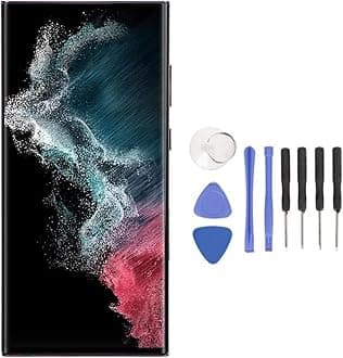 OLED for S22 Ultra 5G Screen Replacement, 6.8 Touch Screen Digitizer Assembly for SM-S908U, SM-S908U1, SM-G908A, SM-S908W (US Version), with Frame + Fingerprint (Red)