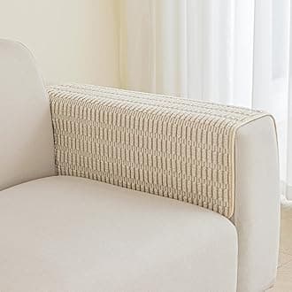 Muamar Couch Arm Covers Chair Arm Covers, Non Slip Sofa Arm Covers, Armrest Covers for Sofa, Furniture Covers Couch Protector Set of 2pcs (26x26inch, Cream White)
