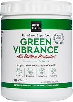 - Vibrant Health, Green Vibrance, Vegan Superfood Powder, Boost Energy, 60 Servings