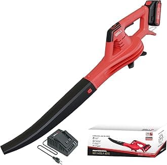IBELL LB20-28 Cordless Leaf Blower | Heavy-Duty |20V One Power Series, 280W Motor, 2.0Ah Li-Ion Battery & Charger, 88 M/S Air Speed, 2.8 M³/Min Air Volume-6 Months Warranty, Red