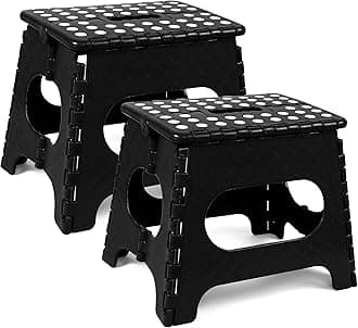 Utopia Home Folding Step Stool - (Pack of 2) Foot Stool with 11 Inch Height - Holds Up to 300 lbs - Lightweight Plastic Foldable Step Stool for Kids, Kitchen, Bathroom & Living Room (Black)
