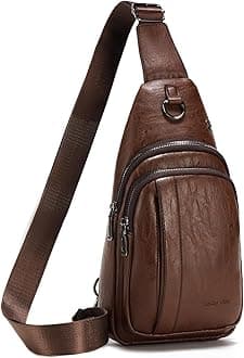Sling Backpack for Men Sling Bag Crossbody Shoulder Bags Travel Bag Purse with Water Resistant Dark Brown