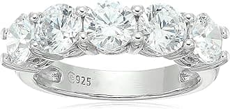 Amazon Essentials Sterling Silver Five-Stone Ring set with Round Cut Infinite Elements Cubic Zirconia (previously Amazon Collection)