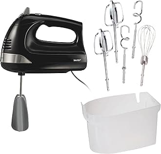 6-Speed Electric Hand Mixer with Whisk, Dough Hooks and Easy Clean Beaters, Powerful 275 Watt Motor, Snap-On Storage Case, Black