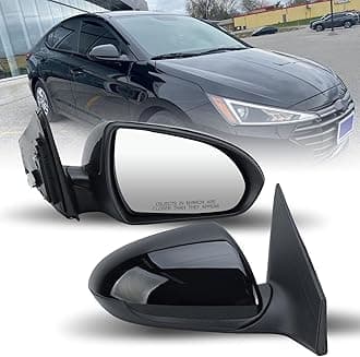 Right Passenger Side Mirror Assembly Compatible with 2017 2018 2019 2020 Hyundai Elantra with Power Adjustment Glass and Manual Folding Replaces OEM HY1321224 87620F3050 (3 Pins)