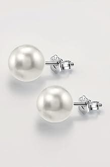 925 Silver Classic Pearl Earrings for Women | 92.5 Sterling Silver & Brilliant Lustre Pearls | Lovely Gift for Women