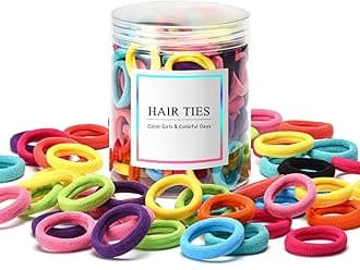 100 Pcs Baby Hair Ties, Seamless Cotton Toddler Hair Ties for Girls and Kids, Multicolor Small Soft Hair Elastics Ponytail Holders(10Colors)