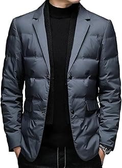 JEsilunmaMY Men's Suit Collar Insulated Puffer Jacket Winter Thermal Business Blazer Down Coats Windproof Padded Puffy Coat