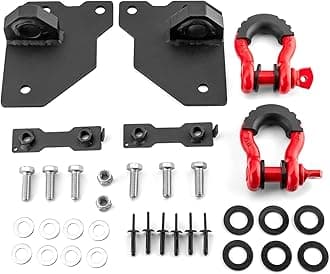 Wsays Front bumper Tow Hook and 3/4" D Ring Shackle Red Compatible with Jeep Commander Grand Cherokee 2005-2011