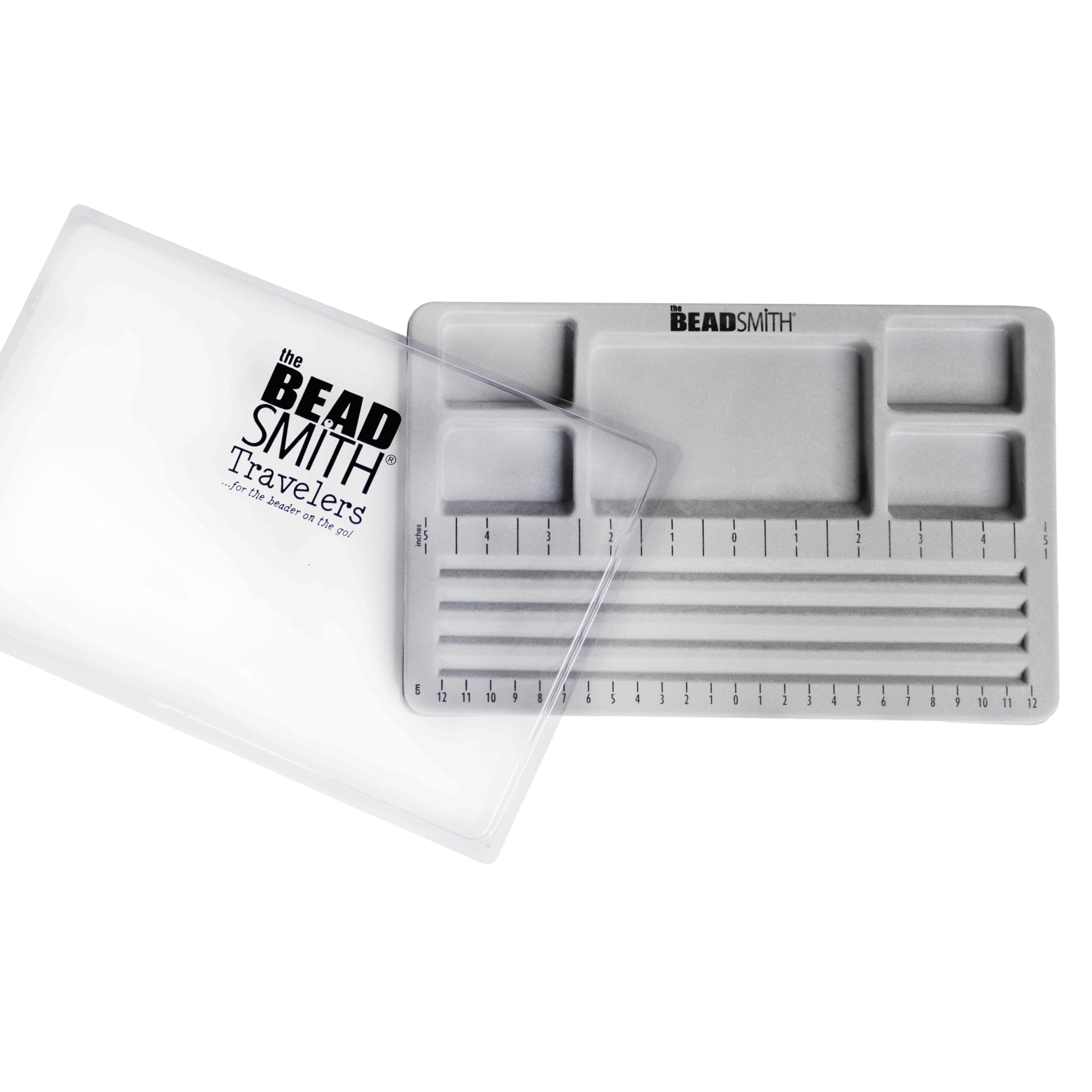 The Beadsmith Mini Bead Board - Grey Flocked, 4 Straight Channels, 5 Recessed Compartments, 7.75 x 11.25 inches, Design Boards for Creating Bracelets, Necklaces and Other Jewelry