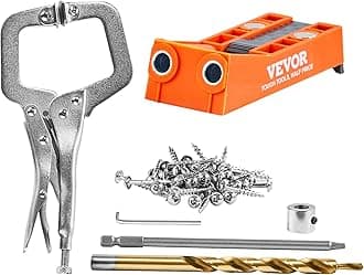VEVOR Pocket Hole Jig, 56 Pcs Mini Jig Pocket Hole System with 9" C-clamp, Step Drill, Wrench, Square Drive Bit, Drill Stop Ring, and Screws, for DIY Carpentry Projects