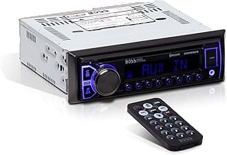 595BRGB Elite Series Car Stereo System – Single Din, Bluetooth Audio and Calling Head Unit, AM/FM Radio Receiver, CD Player, Aux-in, USB, Hook Up to Amplifier