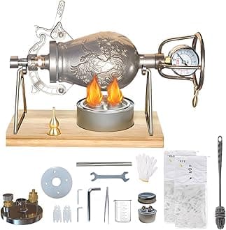 350ml Chinese Popcorn Cannon Machine, Chinese Popcorn Maker, Hot Air Popcorn Machine,Double Valve Stainless Steel High Pressure Popcorn Popper for Family Gathering Party Fun,with 2 Bags