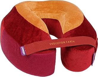 Best Neck Pillow for Travel – Evolution Earth – 360° Head, Neck and Chin Support for Sleeping – Sustainable Memory Foam (Fire)