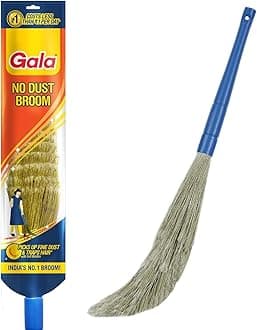 Gala No Dust Broom For Floor Cleaning, broom stick for home floor cleaning, Jhadu for home cleaning, Made of washable Fibers (Pack of 1)