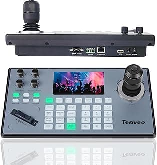 Tenveo NDI PTZ Camera Joystick Controller, 5'' LCD Screen Real-time Preview 4D Joystick Control Keyboard Support NDI PoE VISCA Pelco-D/P RS422/RS485 RS232 RJ45 For Church Live/Events/Live Streaming
