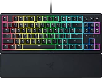 Ornata V3 TKL Gaming Keyboard: Low Profile Keys - Mecha Membrane Switches - UV Coated Keycaps - Backlit Media Keys - 8 Zone RGB Lighting - Spill Resistant - Magnetic Wrist Wrest Snap Tap
