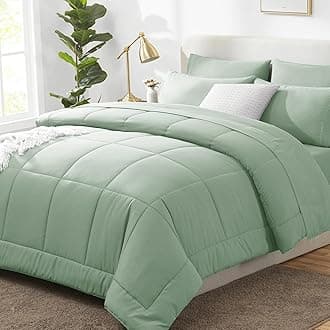 Queen Quilt Set Sage Green, 7 Pieces Bed In A Bag, Green Duvet Queen Size, All Season Bedding With Stitch Quilted Duvet Cover, Fitted Sheets, Fitted Sheets, Pillowcases