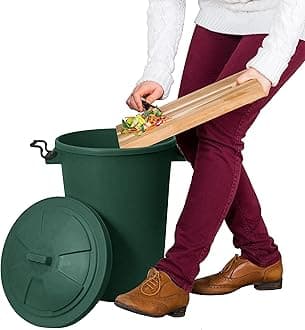 50L Litre Large Heavy Duty Plastic Bin Dustbin, Storage Unit with Locking Lid/Swing Bin Recycling Kitchen Waste Bin Rubbish Waste Animal Feed For Office Home Garden Bathroom (Dustbin, Dark Green)