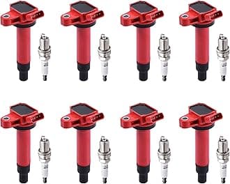 Pindex 8 Pack UF230 Ignition Coil & 4504 Double Iridium Spark Plug Compatible with Toyota Lexus 4Runner Tundra LandCruiser Sequoia GS430 GX470 LS430 LX470 SC430 4.3L 4.7L V8 Replaces#C1173 UF493