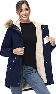 ANOTHER CHOICE Women's Hooded Winter Coat Waterproof Parka Jacket Warm Sherpa FLeece Lined Winter Parka Coat